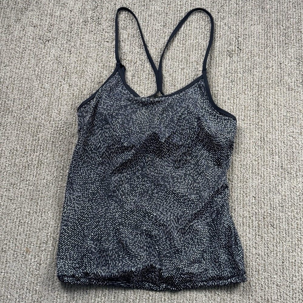 Athleta Womens 34D/DD Blousy Tankini Swim Top Underwire Black Sands